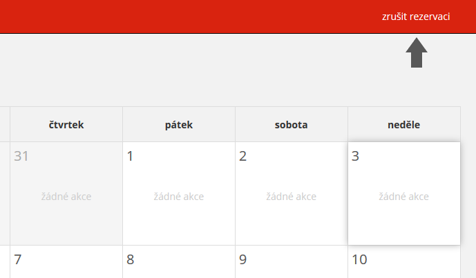 screenshot zrušení rezervace