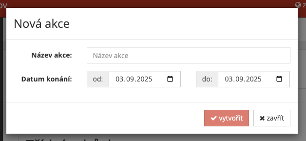 screenshot nová akce