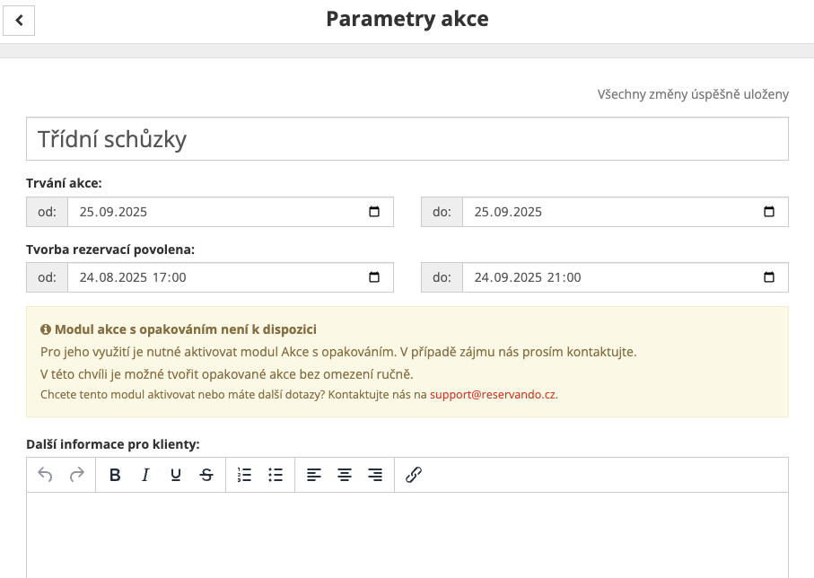 screenshot parametry akce